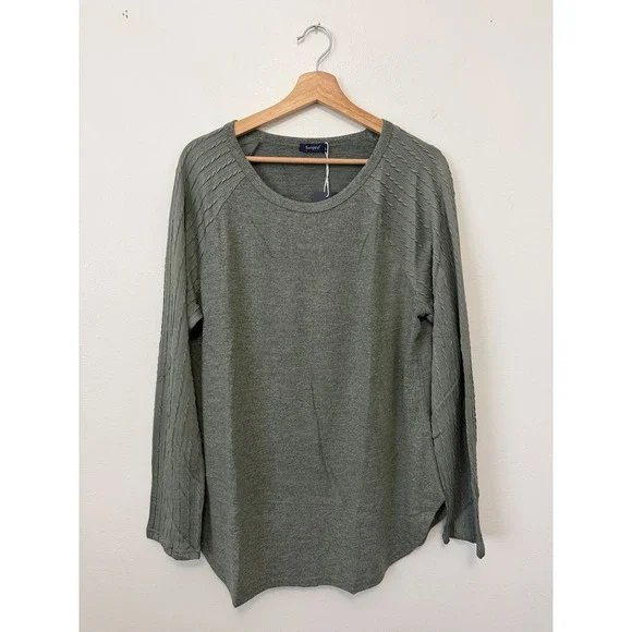 NWT SAMPEEL Women's Crewneck Sweatshirt Tunic – Green – Size XL - Picture 3 of 5